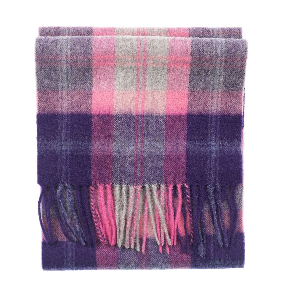 Edinburgh 100% Lambswool Scarf – Premium Soft Wool Wrap - Scarf Baird Check Fuschia - Heritage Of Scotland -