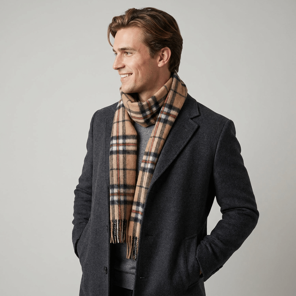 Edinburgh 100% Lambswool Scarf – Premium Soft Wool Wrap - Thomson Camel - Heritage Of Scotland -