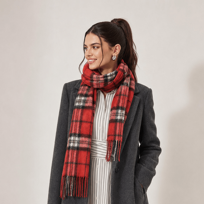 Edinburgh 100% Lambswool Scarf – Premium Soft Wool Wrap - Thomson Red - Heritage Of Scotland -