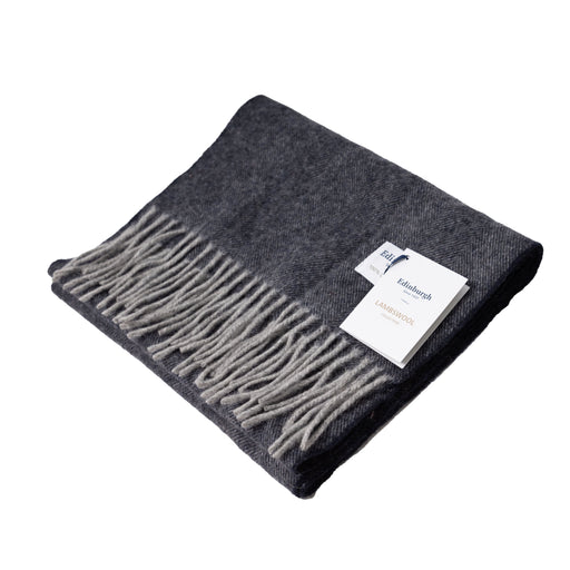 Edinburgh 100% Lambswool Tartan Scarf Light Grey Navy - Heritage Of Scotland - LIGHT GREY NAVY