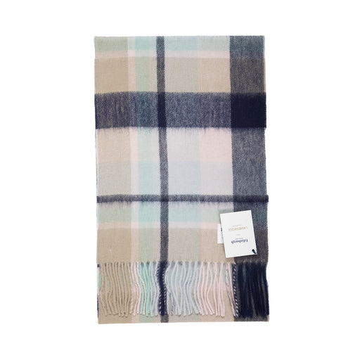 Edinburgh 100% Lambswool Tartan Scarf Myriad Check - Navy/Greige/Light Blue - Heritage Of Scotland - Myriad Check - Navy/Greige/Light Blue