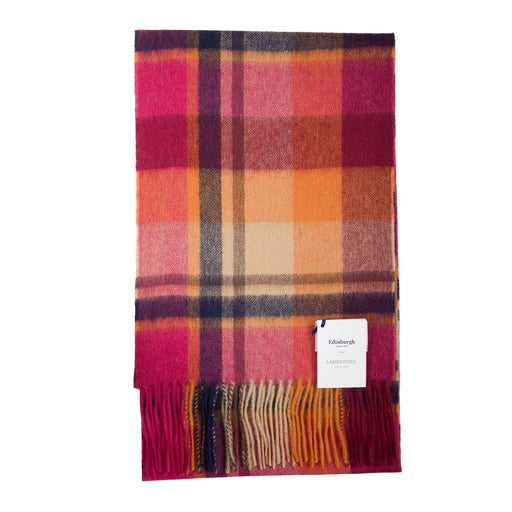 Edinburgh 100% Lambswool Tartan Scarf Myriad Check - Spice/Magenta - Heritage Of Scotland - Myriad Check - Spice/Magenta