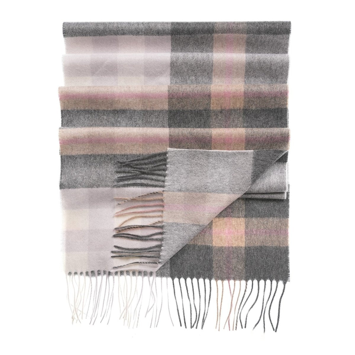 Edinburgh 100% Pure Cashmere Wide Scarf – Luxury Oversized Wrap - Scots Check - Light Blue and Orient Grey - Heritage Of Scotland -