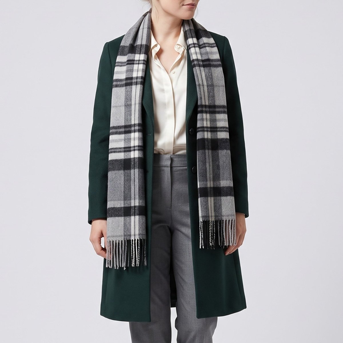 Edinburgh 100% Pure Cashmere Wide Scarf – Luxury Oversized Wrap - Scots Check - Molton Check Black - Heritage Of Scotland -