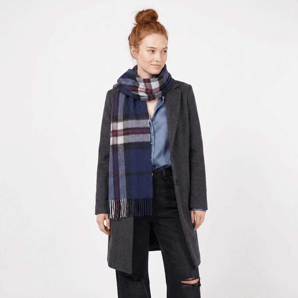 Edinburgh 100% Pure Cashmere Wide Scarf – Luxury Oversized Wrap - Thomson Navy - Heritage Of Scotland -