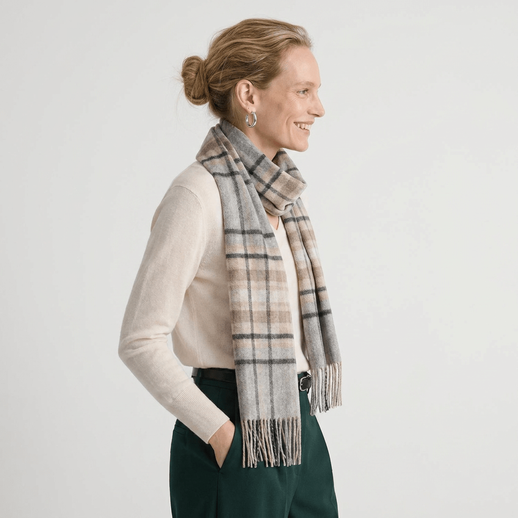Edinburgh Cashmere Premium Lightweight Scarf - Soft Luxury Wrap - Carnival Check Uniform - Heritage Of Scotland -