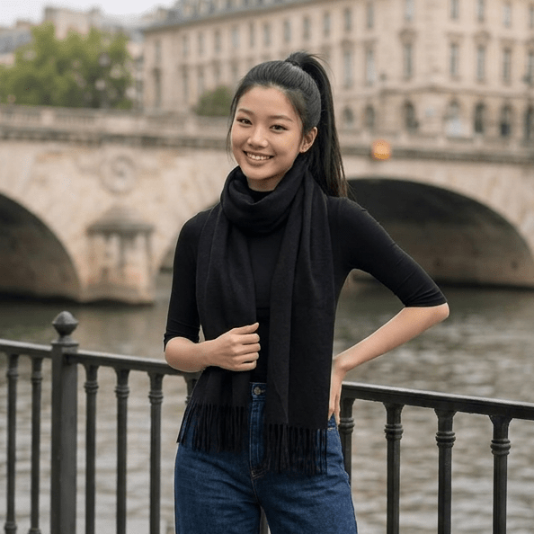 Edinburgh Cashmere Premium Lightweight Scarf - Ultra-Soft Luxury Wrap - Black - Heritage Of Scotland -
