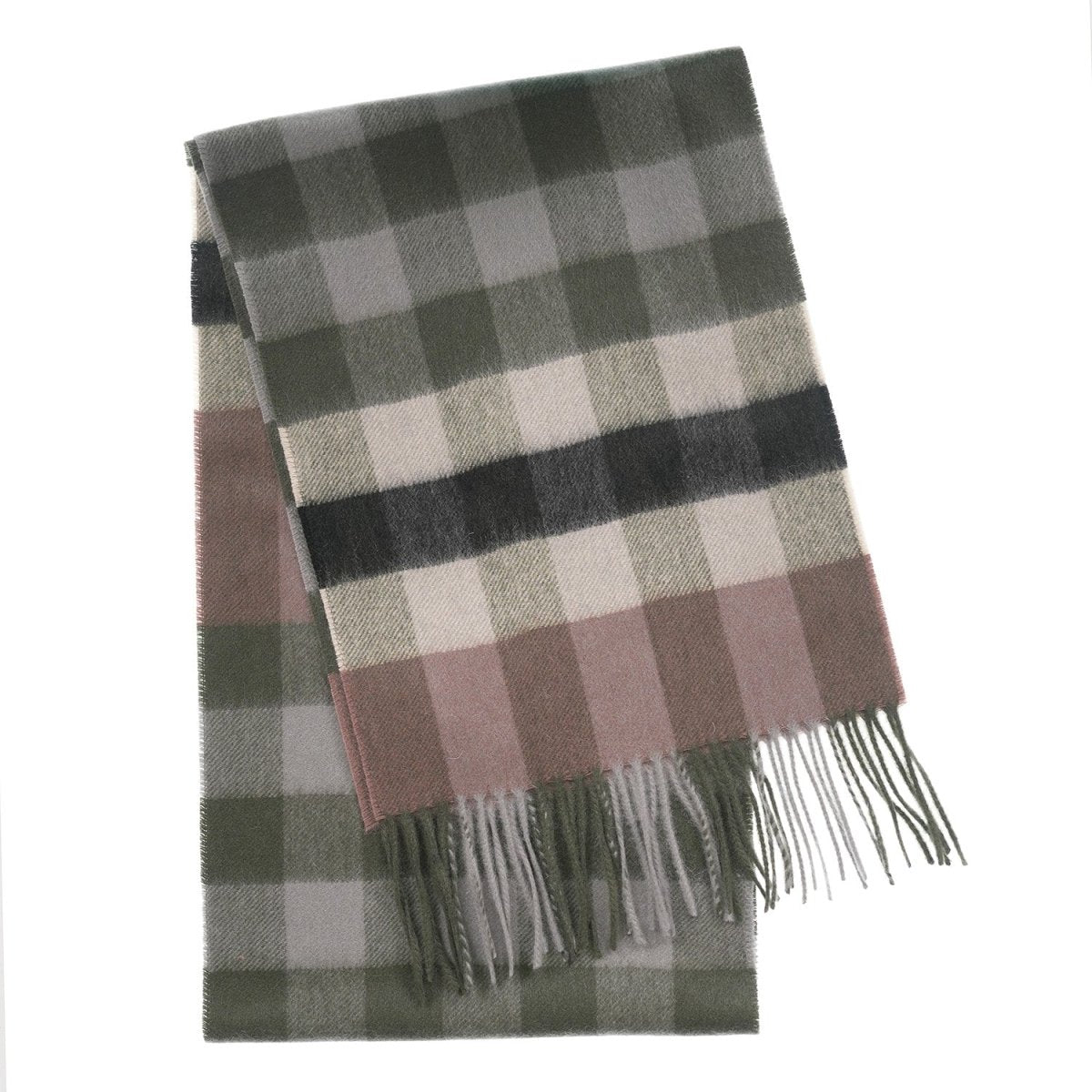 Edinburgh Cashmere Premium Lightweight Scarf - Ultra-Soft Luxury Wrap - Giant Chequer - Green - Heritage Of Scotland -