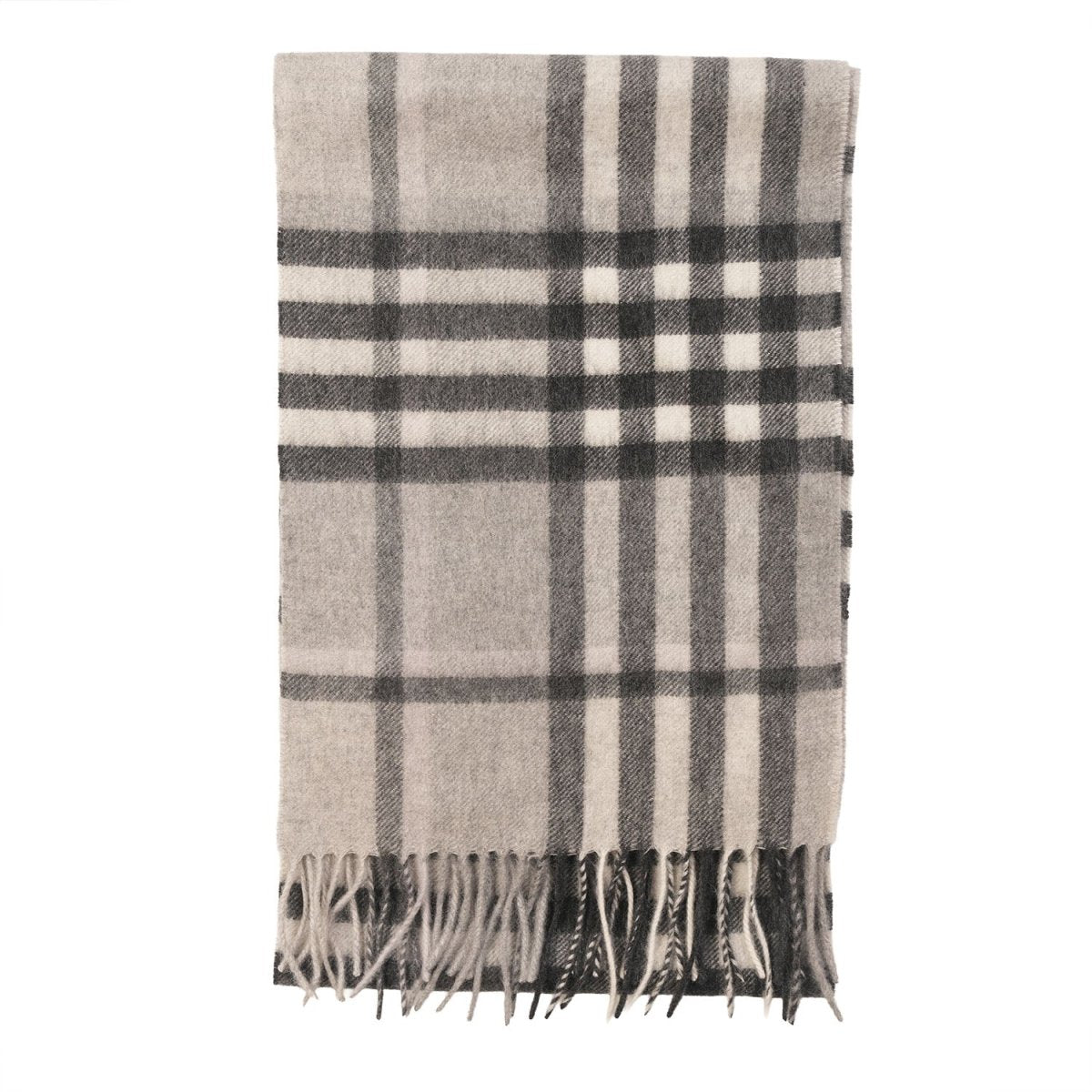 Edinburgh Cashmere Scarf Chequer Tartan - Charcoal and Light Grey - Heritage Of Scotland -