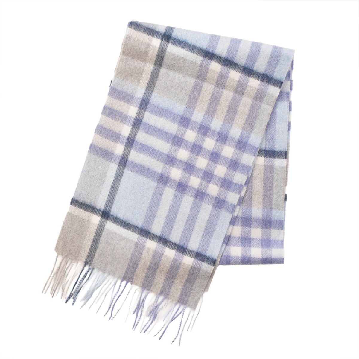 Edinburgh Cashmere Scarf Chequer Tartan - Glacier/Light Grey - Heritage Of Scotland -