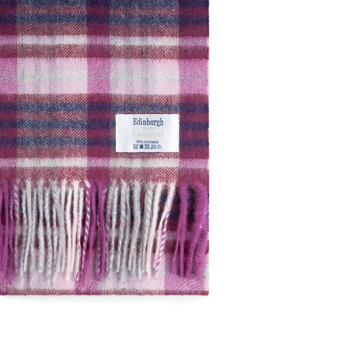 Edinburgh Cashmere Scarf Cluster Gingham Astral Raspberry - Heritage Of Scotland - CLUSTER GINGHAM ASTRAL RASPBERRY