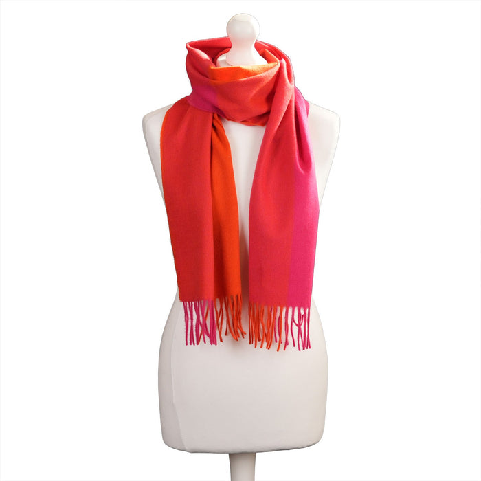 Edinburgh Cashmere Scarf Oakwell Pink Orange - Heritage Of Scotland - OAKWELL PINK ORANGE
