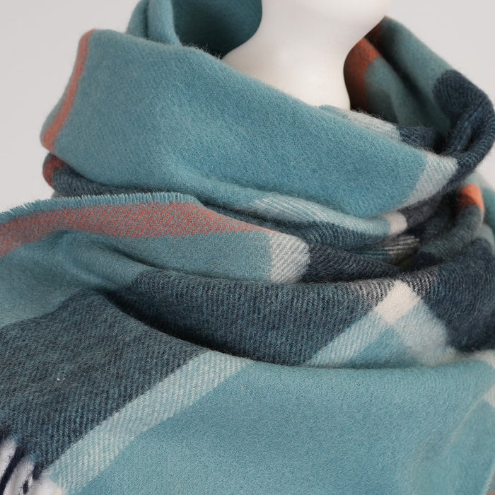 Edinburgh Cashmere Scarf Tartans and Checks - Heritage Of Scotland - BAGSHAW CHECK BLUE
