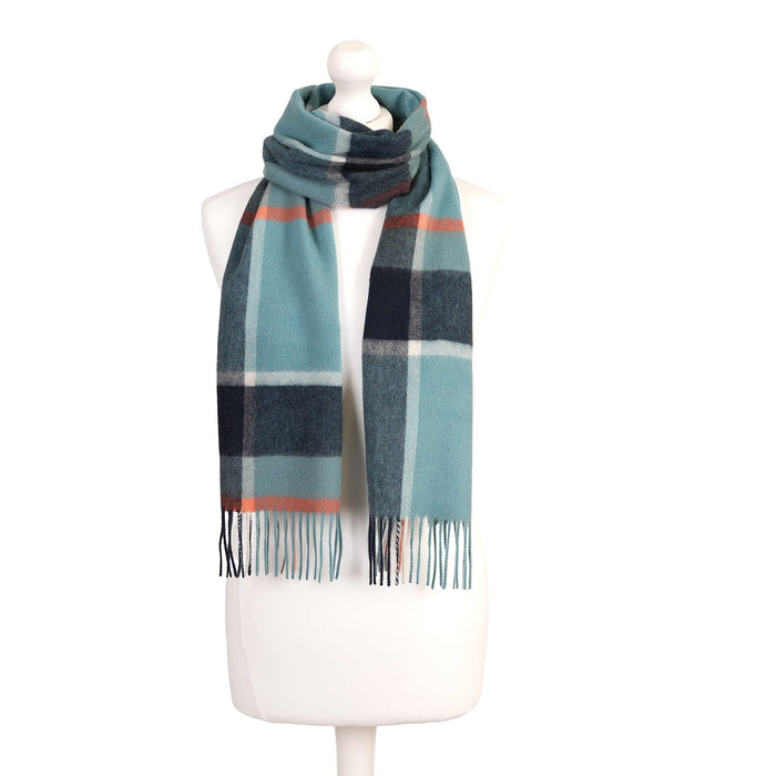 Edinburgh Cashmere Scarf Tartans and Checks - Heritage Of Scotland - BAGSHAW CHECK BLUE