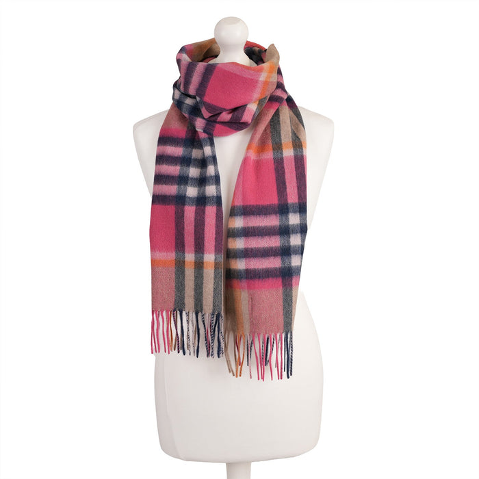 Edinburgh Cashmere Scarf Tartans and Checks - Heritage Of Scotland - CHEQUER TARTAN ASTRAL RASPBERRY
