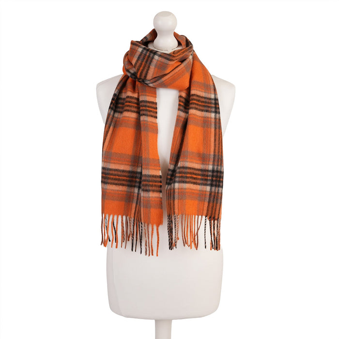 Edinburgh Cashmere Scarf Tartans and Checks - Heritage Of Scotland - STEWART BRIGHT ORANGE