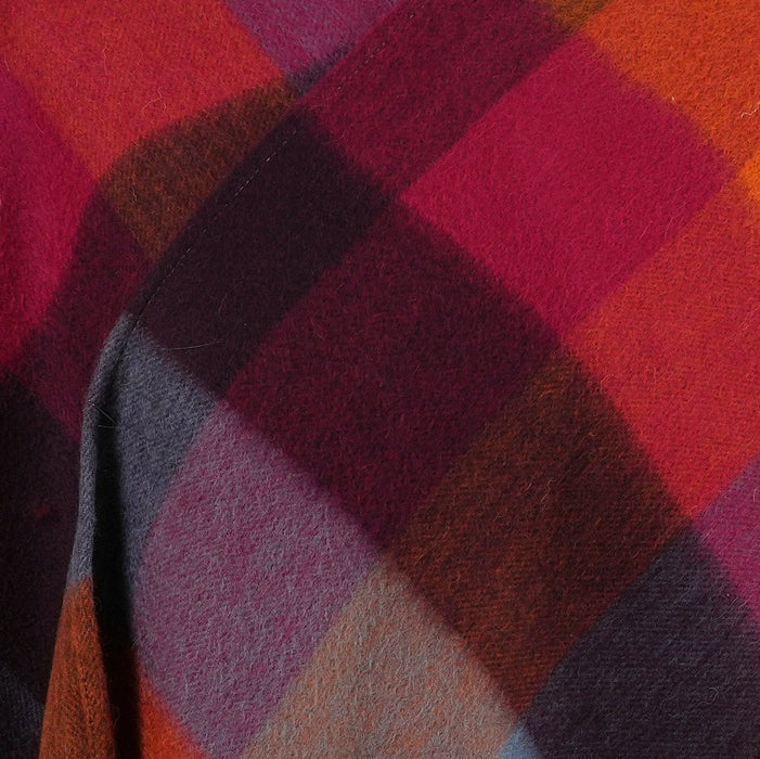 Edinburgh Lambswool Long Tartan Cape - Heritage Of Scotland - CHECKERS - ORANGE/PINK