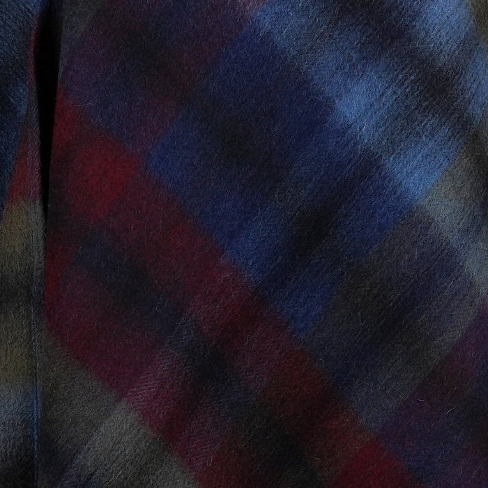Edinburgh Lambswool Long Tartan Cape - Heritage Of Scotland - GRADED BLOCK CHECK - INDIGO BLUE