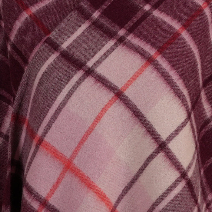 Edinburgh Lambswool Long Tartan Cape Mill Check Pink - Heritage Of Scotland - MILL CHECK PINK / One Size