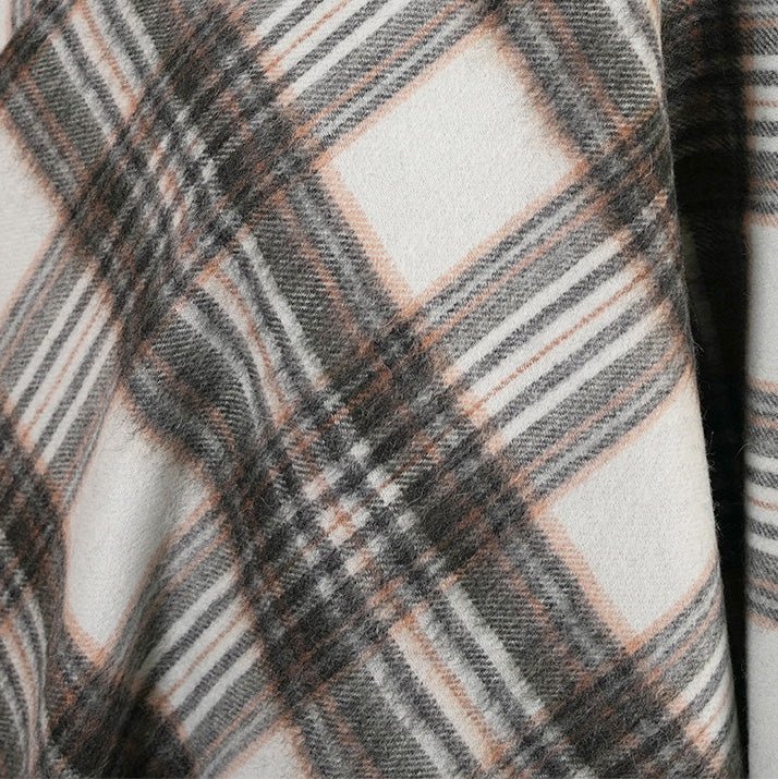 Edinburgh Lambswool Long Tartan Cape - Royal Stewart Vintage Duck Egg - Heritage Of Scotland -