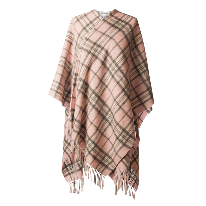 Edinburgh Lambswool Long Tartan Cape Thomson Pale Pink - Heritage Of Scotland - THOMSON PALE PINK