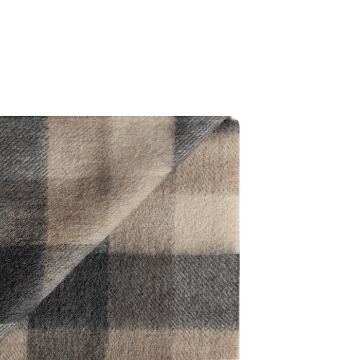 Edinburgh Lambswool Stole Big Check Natural Brown - Heritage Of Scotland - BIG CHECK NATURAL BROWN