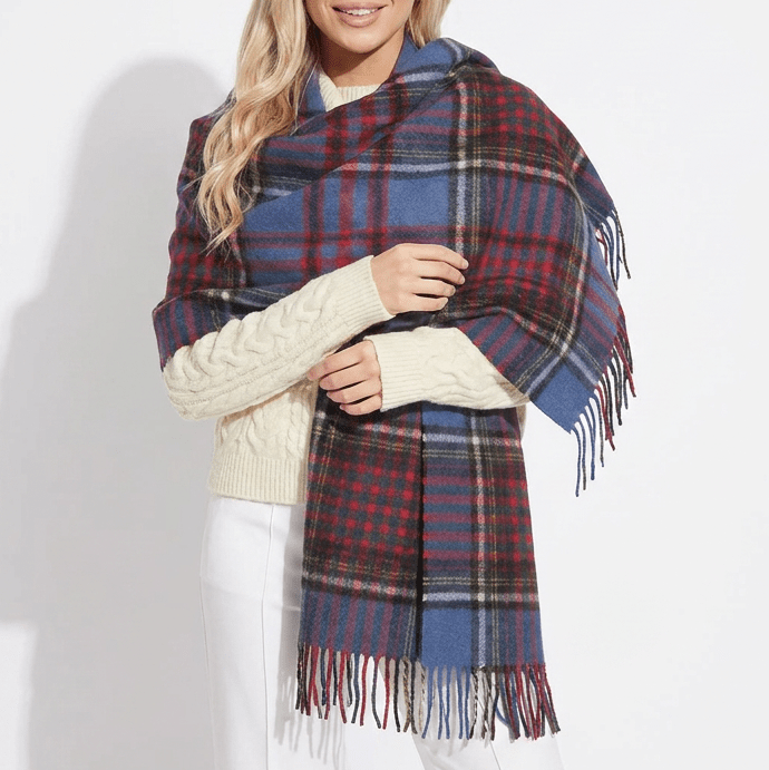 Edinburgh Lambswool Tartan Stole - Soft Luxury Check Wrap with Fringe - Anderson - Heritage Of Scotland -
