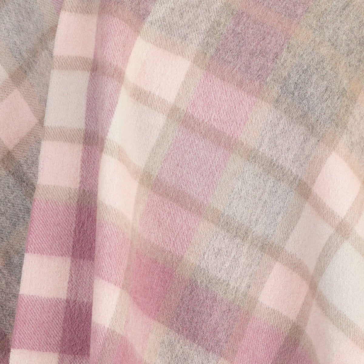 Edinburgh Lambswool Tartan Stole - Soft Luxury Check Wrap with Fringe - Artillery Check Light Pink - Heritage Of Scotland -