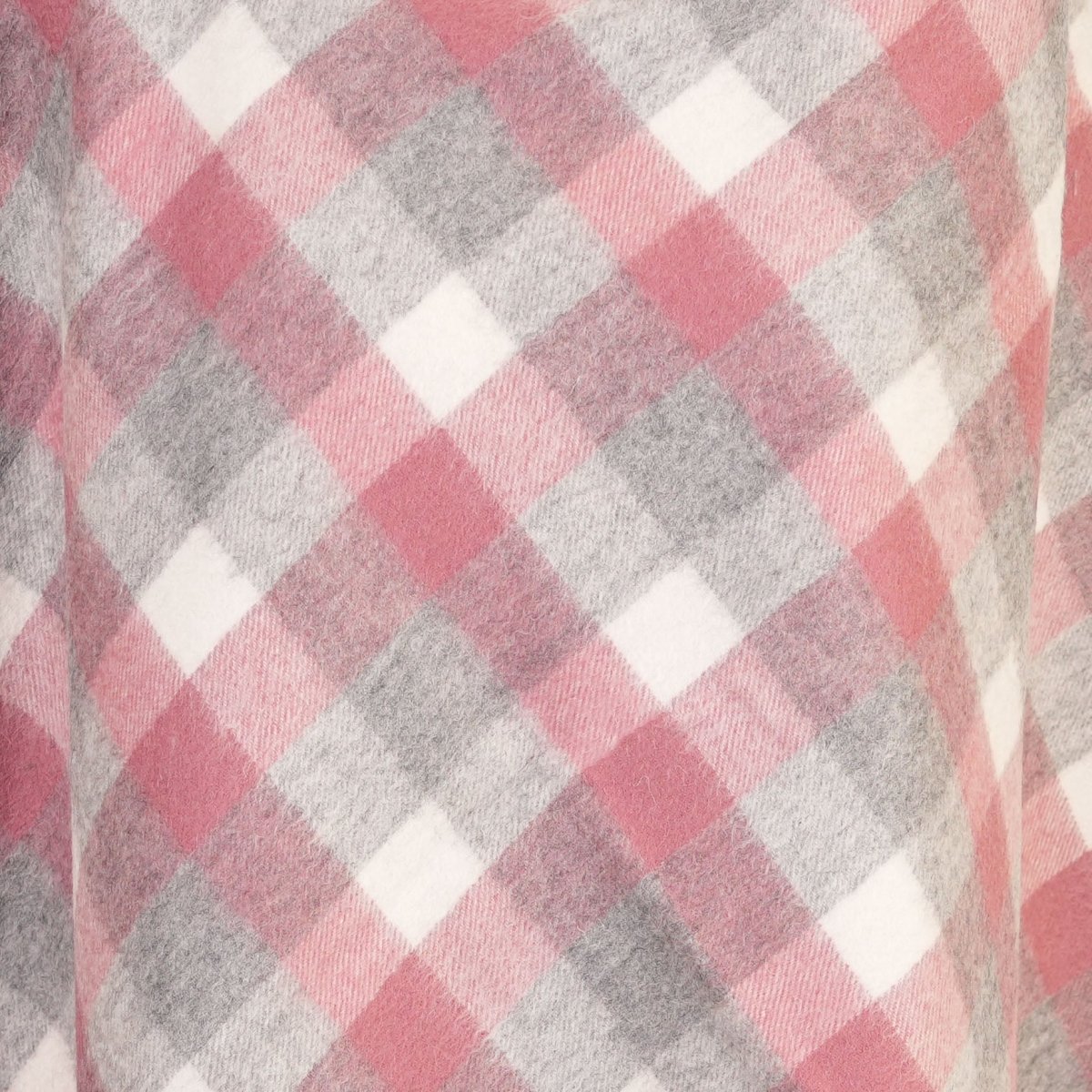 Edinburgh Lambswool Tartan Stole - Soft Luxury Check Wrap with Fringe - Big Check Muted White and Pink - Heritage Of Scotland -