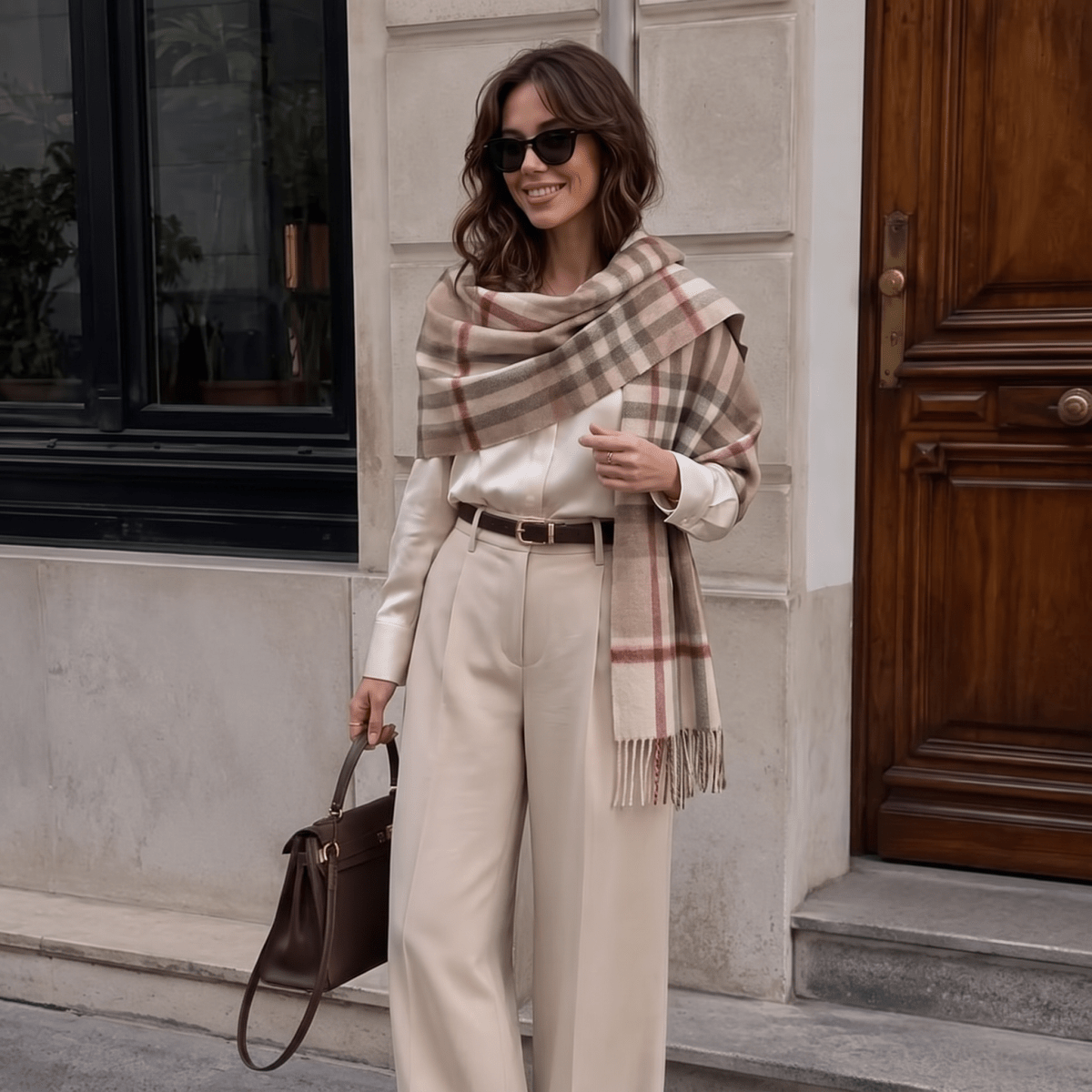 Edinburgh Lambswool Tartan Stole – Soft Luxury Check Wrap with Fringe - Chequer Shrimp - Heritage Of Scotland -