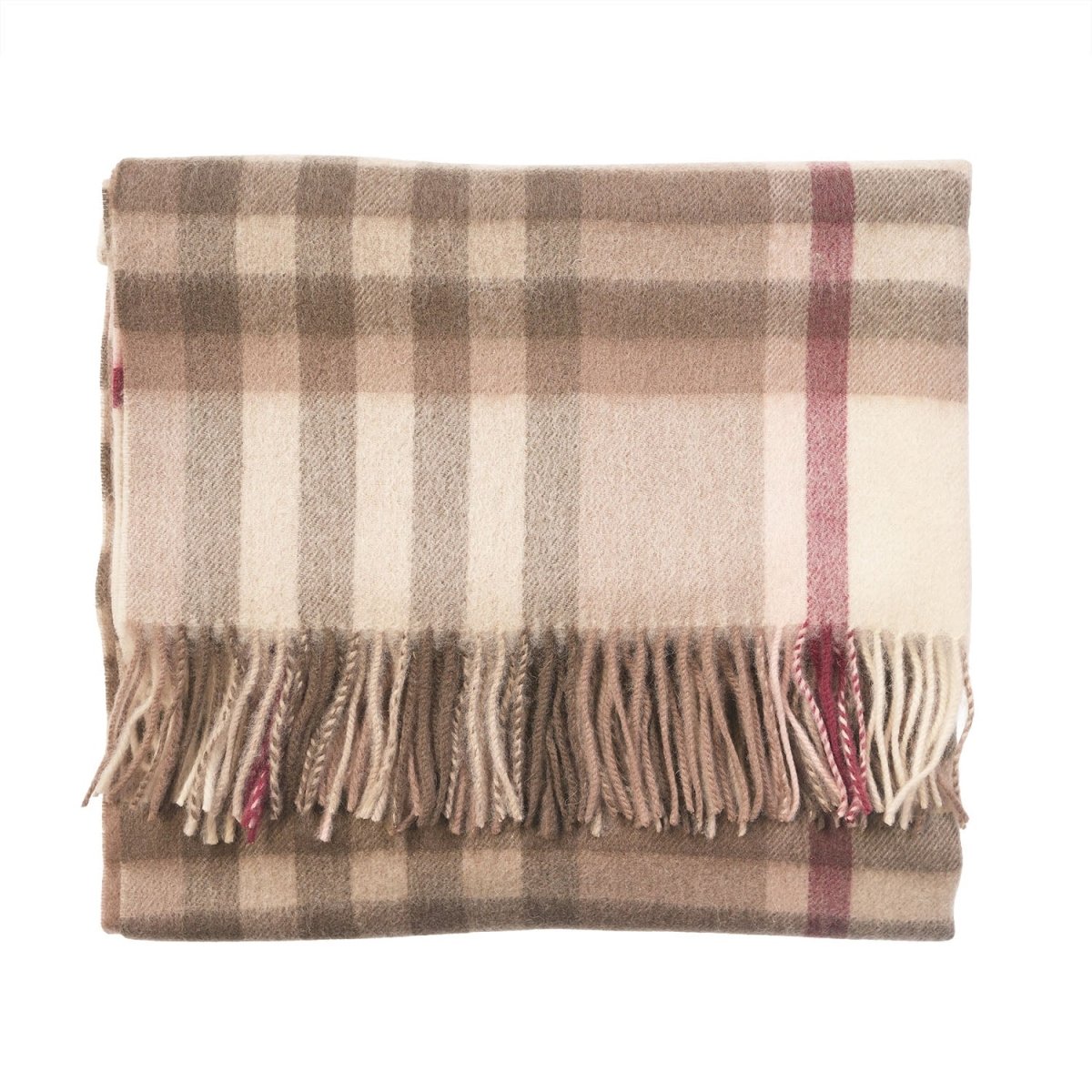 Edinburgh Lambswool Tartan Stole – Soft Luxury Check Wrap with Fringe - Chequer Shrimp - Heritage Of Scotland -