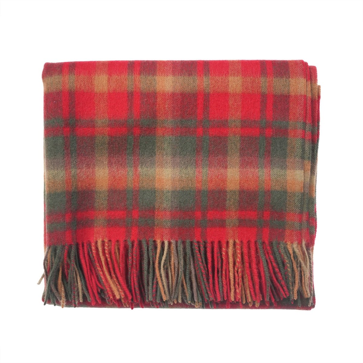 Edinburgh Lambswool Tartan Stole - Soft Luxury Check Wrap with Fringe - Dark Maple - Heritage Of Scotland -