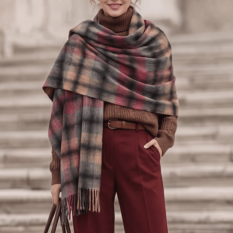 Edinburgh Lambswool Tartan Stole - Soft Luxury Check Wrap with Fringe - Dress Black - Heritage Of Scotland -