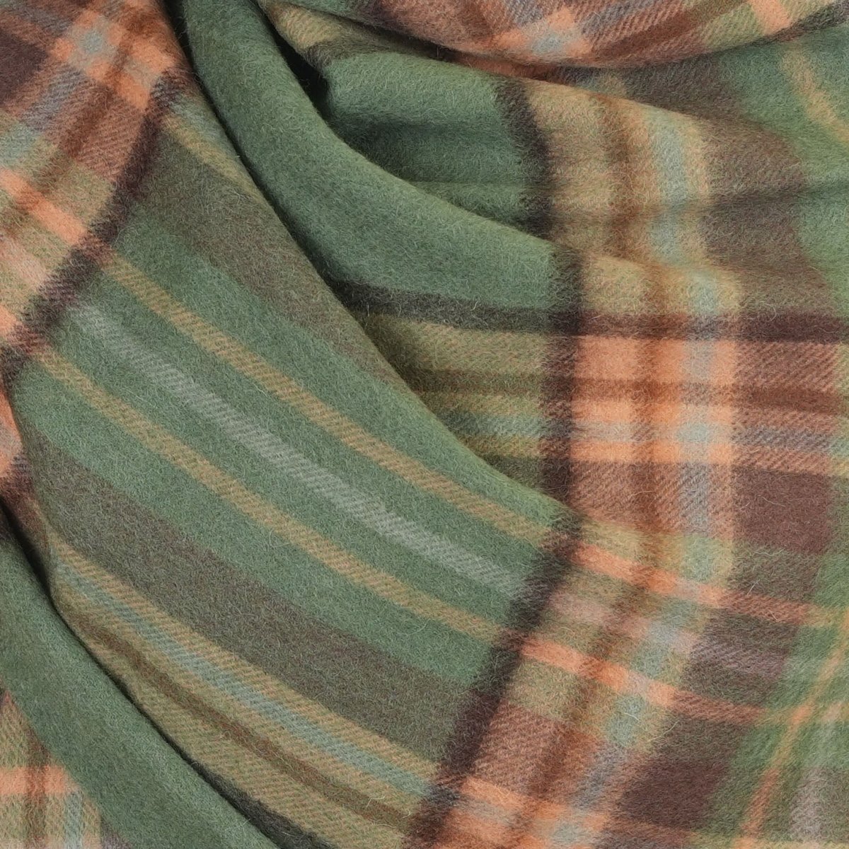 Edinburgh Lambswool Tartan Stole - Soft Luxury Check Wrap with Fringe - Royal Stewart Vintage Green - Heritage Of Scotland -