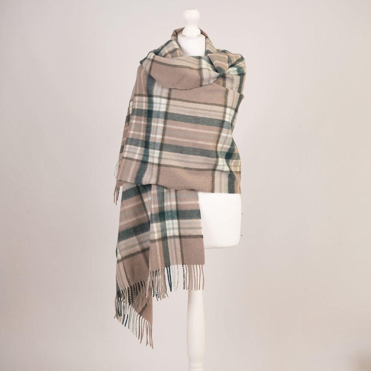 Edinburgh Lambswool Tartan Stole - Soft Luxury Check Wrap with Fringe - Royal Stewart Vintage Pink - Heritage Of Scotland -
