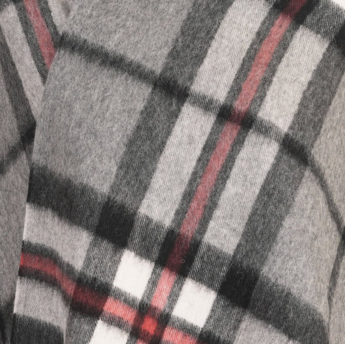 Edinburgh Lambswool Tartan Stole - Soft Luxury Check Wrap with Fringe - Thomson Grey - Heritage Of Scotland -