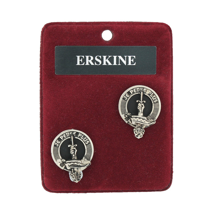 Erskine Clan Badge, Kilt Pin, Lapel Pin, Cufflinks, Keyring/Key Fob & Gift Set — Fine Pewter by Art Pewter — Made in Scotland (Shiny Finish) - Heritage Of Scotland - Cufflinks