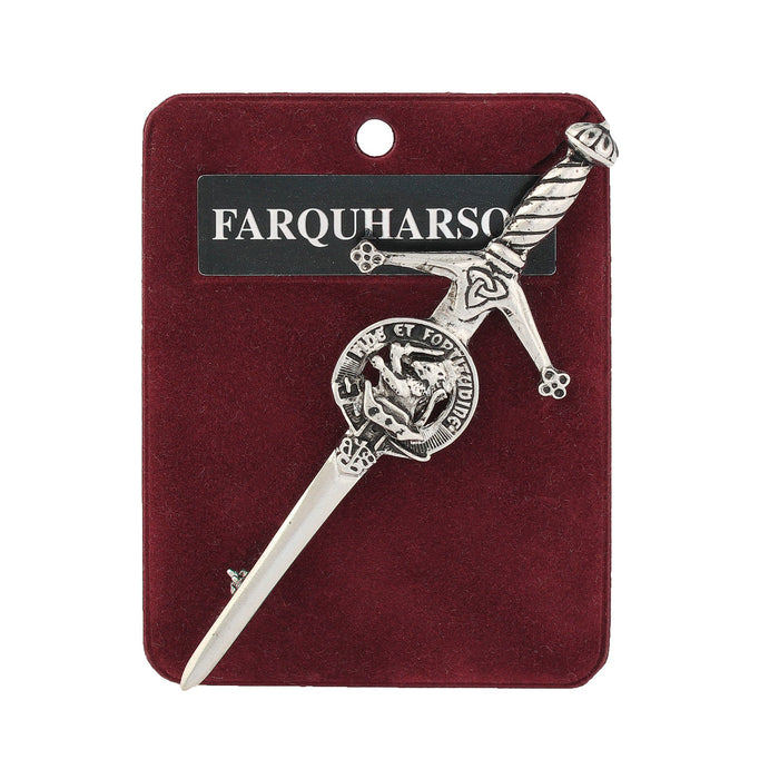 Farquharson Clan Badge, Kilt Pin, Lapel Pin, Cufflinks, Keyring/Key Fob & Gift Set — Fine Pewter by Art Pewter — Made in Scotland (Shiny Finish) - Heritage Of Scotland - Kilt Pin