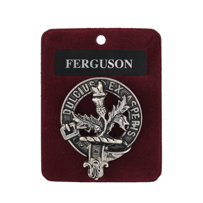 Ferguson Clan Badge, Kilt Pin, Lapel Pin, Cufflinks, Keyring/Key Fob & Gift Set — Fine Pewter by Art Pewter — Made in Scotland (Shiny Finish) - Heritage Of Scotland - Badge