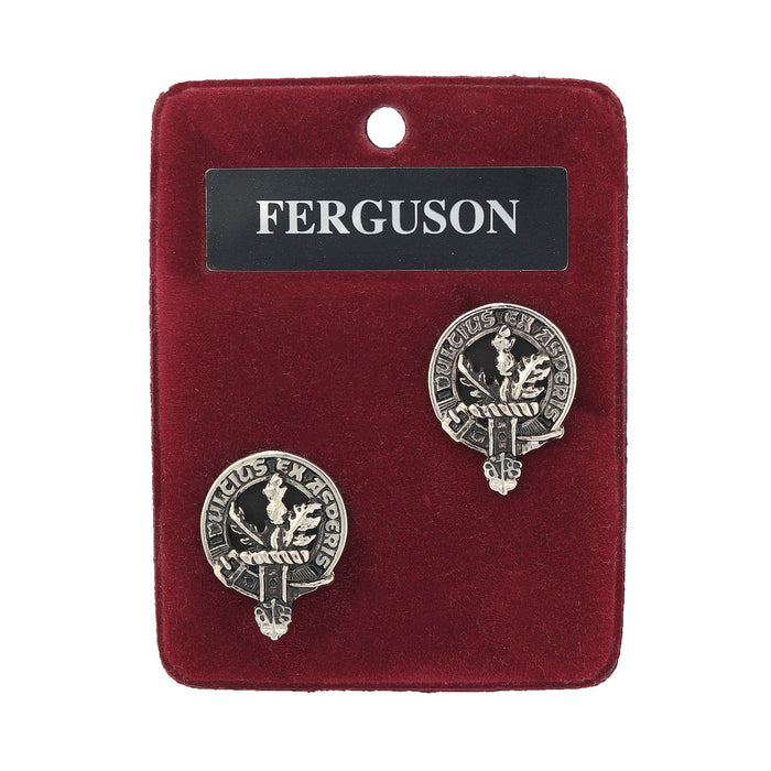 Ferguson Clan Badge, Kilt Pin, Lapel Pin, Cufflinks, Keyring/Key Fob & Gift Set — Fine Pewter by Art Pewter — Made in Scotland (Shiny Finish) - Heritage Of Scotland - Cufflinks