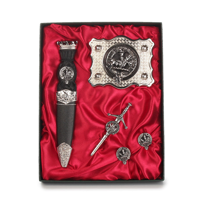 Ferguson Clan Badge, Kilt Pin, Lapel Pin, Cufflinks, Keyring/Key Fob & Gift Set — Fine Pewter by Art Pewter — Made in Scotland (Shiny Finish) - Heritage Of Scotland - Gift Set