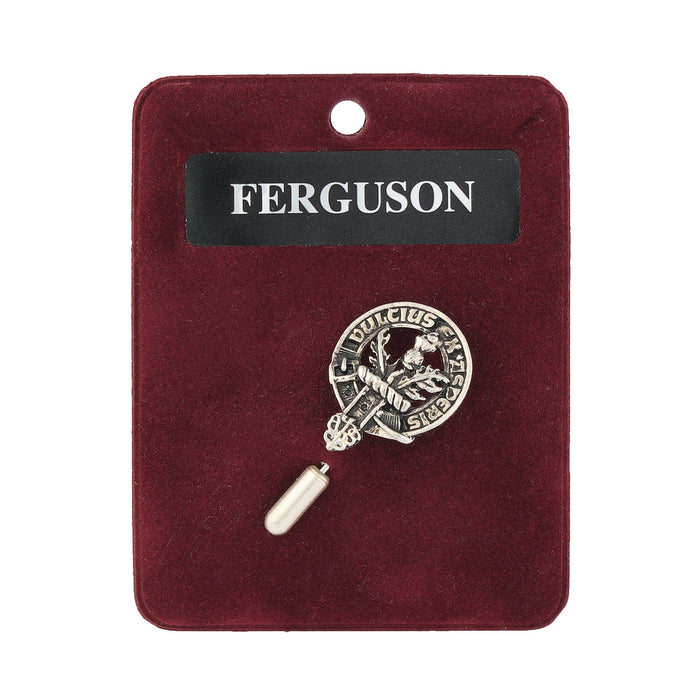 Ferguson Clan Badge, Kilt Pin, Lapel Pin, Cufflinks, Keyring/Key Fob & Gift Set — Fine Pewter by Art Pewter — Made in Scotland (Shiny Finish) - Heritage Of Scotland - Lapel Pin