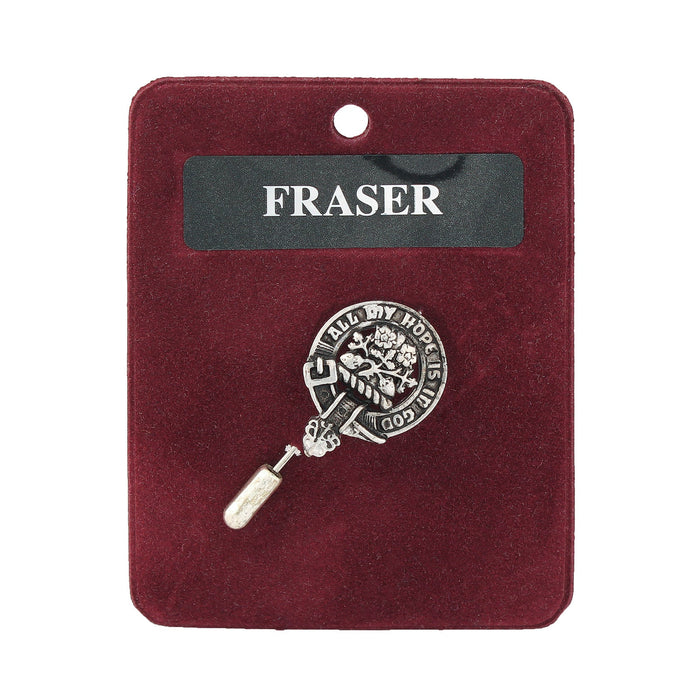Fraser Clan Badge, Kilt Pin, Lapel Pin, Cufflinks, Keyring/Key Fob & Gift Set — Fine Pewter by Art Pewter — Made in Scotland (Shiny Finish) - Heritage Of Scotland - Kilt Pin