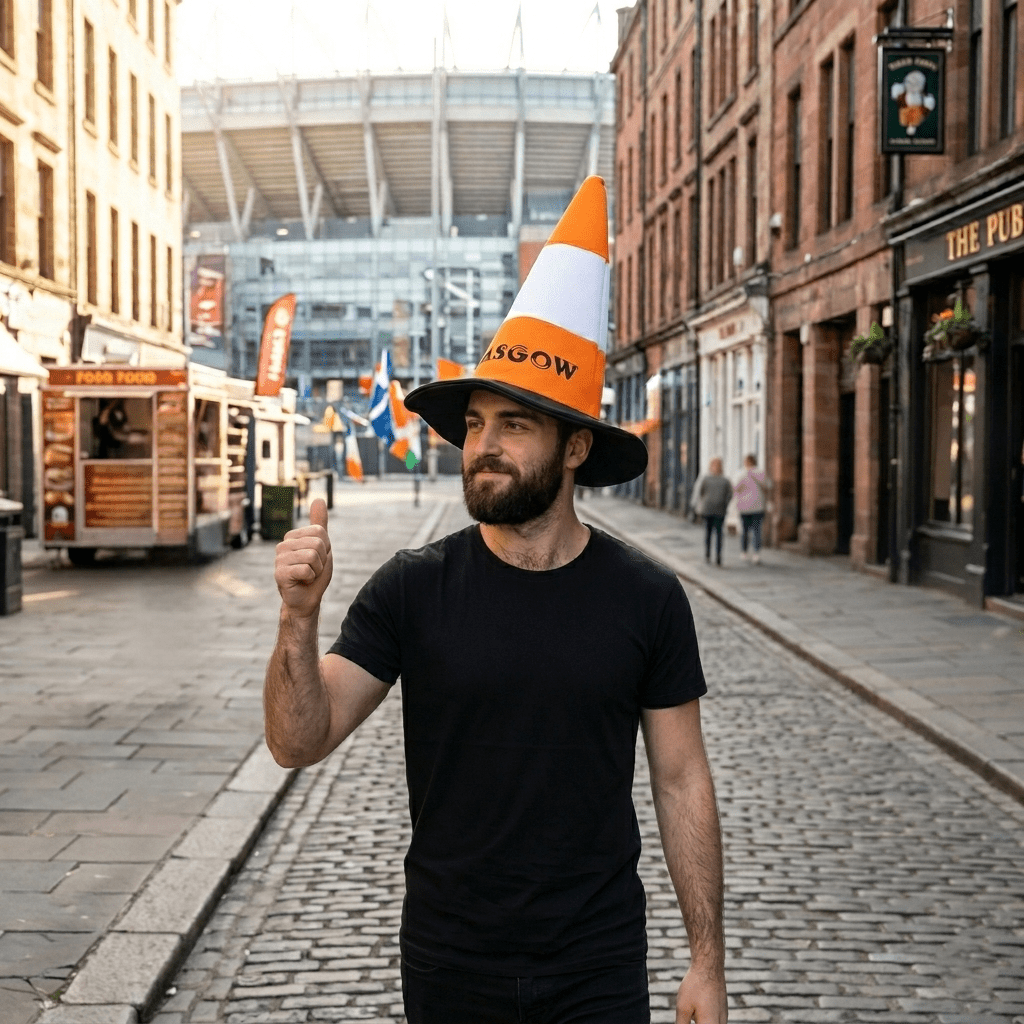 Glasgow Cone Hat – Funny Scottish Traffic Cone Novelty Party Hat - Heritage Of Scotland -