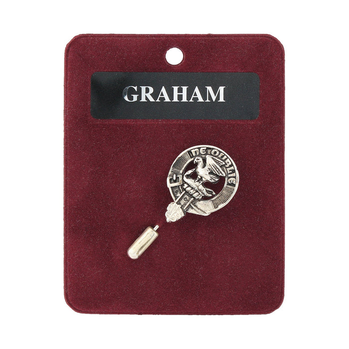 Graham Clan Badge, Kilt Pin, Lapel Pin, Cufflinks, Keyring/Key Fob & Gift Set — Fine Pewter by Art Pewter — Made in Scotland (Shiny Finish) - Heritage Of Scotland - Lapel Pin