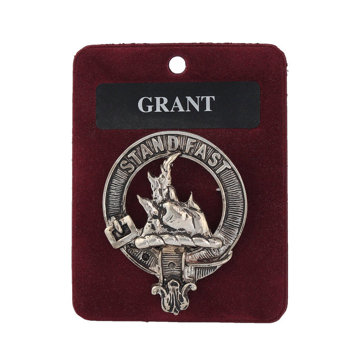 Grant Clan Badge, Kilt Pin, Lapel Pin, Cufflinks, Keyring/Key Fob & Gift Set — Fine Pewter by Art Pewter — Made in Scotland (Shiny Finish) - Heritage Of Scotland - Badge
