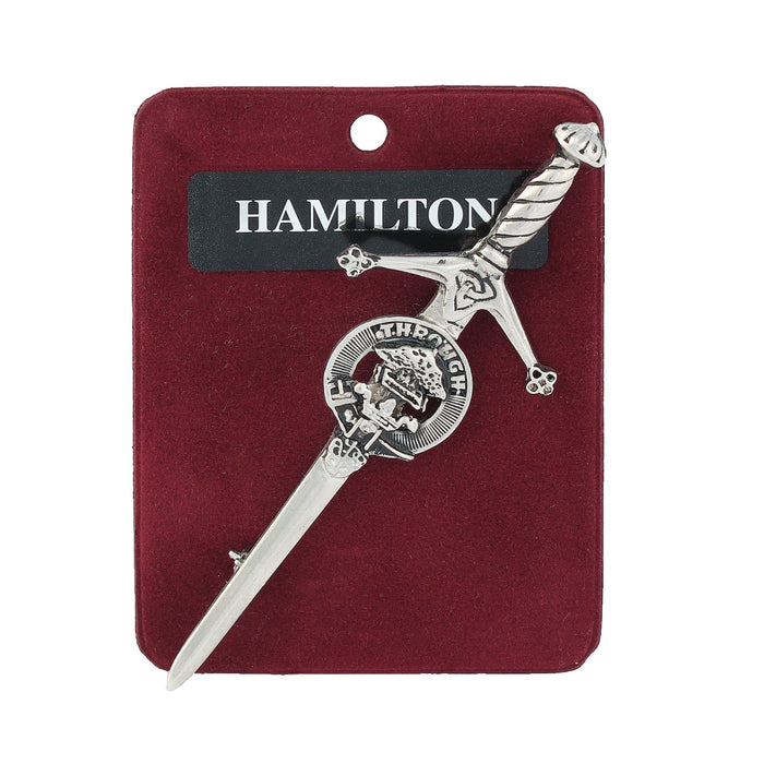 Hamilton Clan Badge, Kilt Pin, Lapel Pin, Cufflinks, Keyring/Key Fob & Gift Set — Fine Pewter by Art Pewter — Made in Scotland (Shiny Finish) - Heritage Of Scotland - Kilt Pin