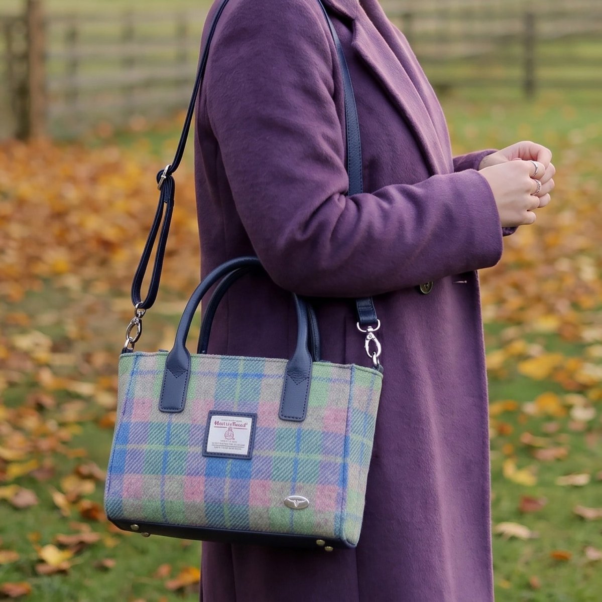 Harris Tweed Brora Small Tote - Compact Wool Tote Bag - Moss Green (COL091) - Heritage Of Scotland -
