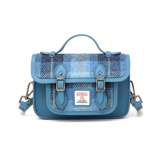 Harris Tweed Edinburgh Satchel Blue Check Tartan / Light Blue - Heritage Of Scotland - Blue Check Tartan / Light Blue