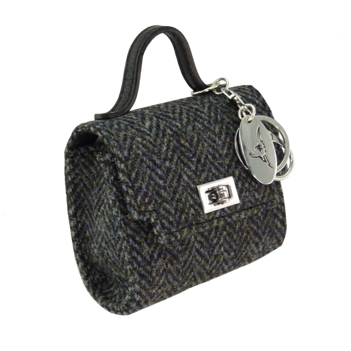 Harris Tweed Nochty Really Wee Bag - Mini Tartan Handbag - Charcoal Herringbone (COL001) - Heritage Of Scotland -